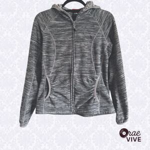 North Face Women's S Polartec Full Zip Fleece Hoodie Dark Heathered Grey